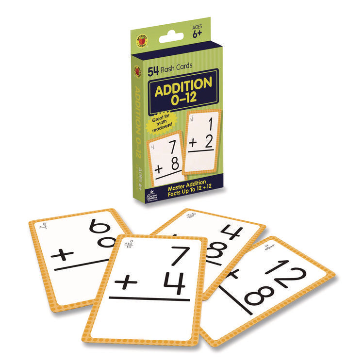Addition 0 to 12 Flash Cards, Grades 1 to 5, 3.25" x 5.25", Assorted Colors, 54 Cards