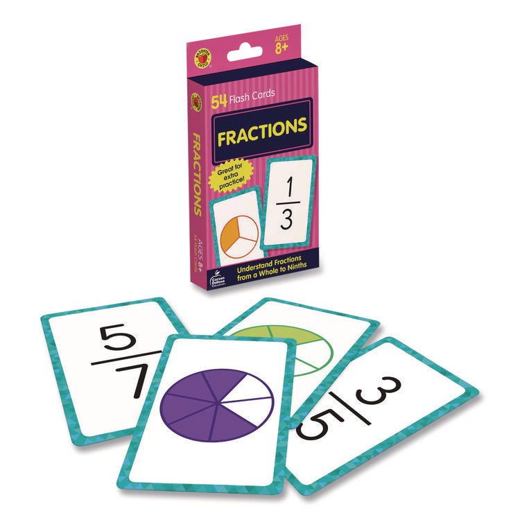 Fractions Flash Cards, Grades 4 to 6, 3.25" x 5.25", Assorted Colors, 54 Cards