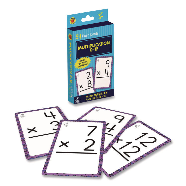Multiplication 0 to 12 Flash Cards, Grades 4 to 6, 3.25" x 5.25", Assorted Colors, 54 Cards