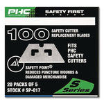 Blunt Tip Utility Knife Safety Blades, 0.75" X 2.25", 5/pack, 20 Packs/box