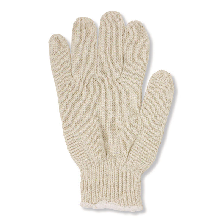 ProWorks String Knit Glove, Reversible, Large, Natural, 12 Pairs