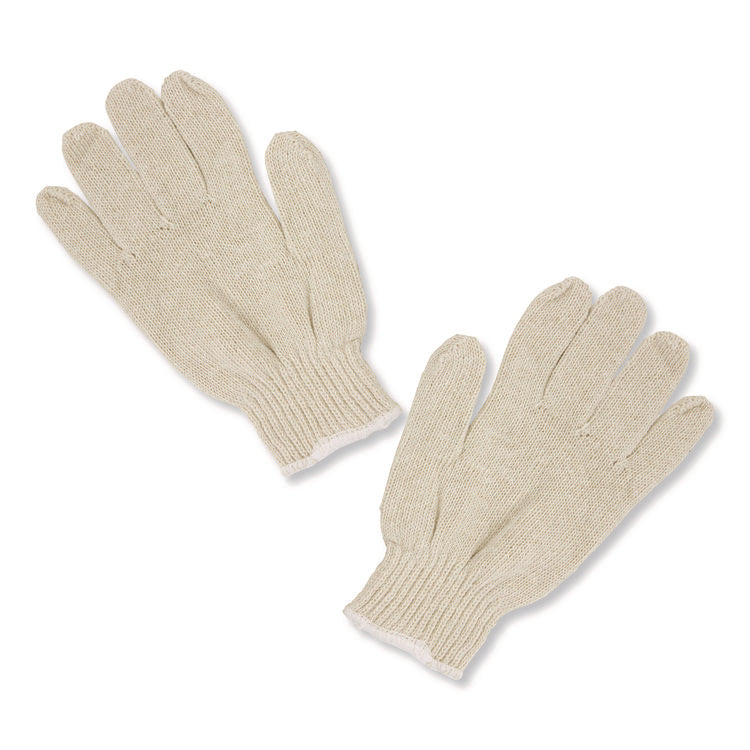 ProWorks String Knit Glove, Reversible, Large, Natural, 12 Pairs