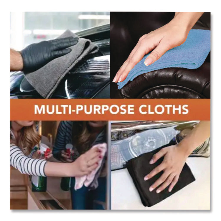 MicroWorks Microfiber Towels, 12 x 12, Blue, Dozen