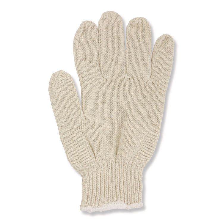 ProWorks String Knit Glove, Reversible, Large, Natural, 12 Pairs