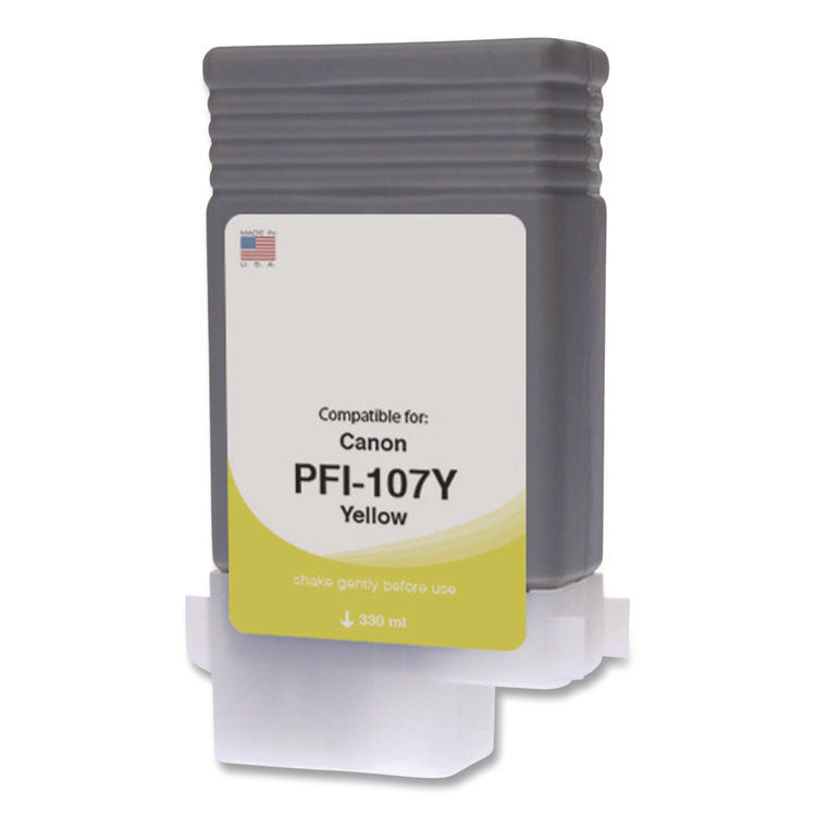 Compatible Yellow Ink, Replacement for PFI-107 (6708B001AA), 130 mL