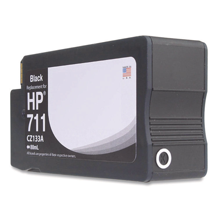 Remanufactured Black Ink, Replacement for 711 (CZ133A), 80 mL