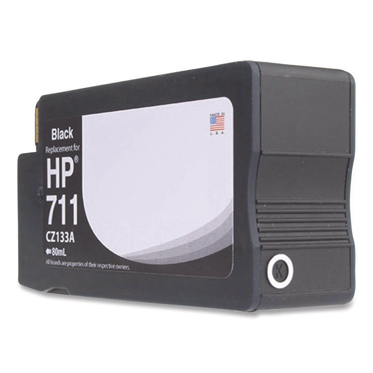 Remanufactured Black Ink, Replacement for 711 (CZ129A), 38 mL