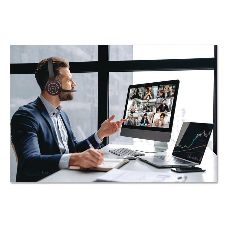 Sanctuary Wireless Noise Canceling UC Headset with Boom Mic HS6750ANC, Binaural, Over the Head Headset