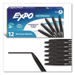 Wet Erase Marker, Fine Bullet Tip, Black, 12/Pack