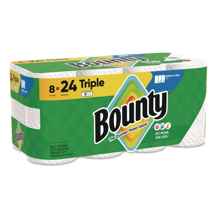 Select-a-Size Kitchen Roll Paper Towels, 2-Ply, White, 6 x 11, 123 Sheets/Roll, 8 Triple Rolls/Carton
