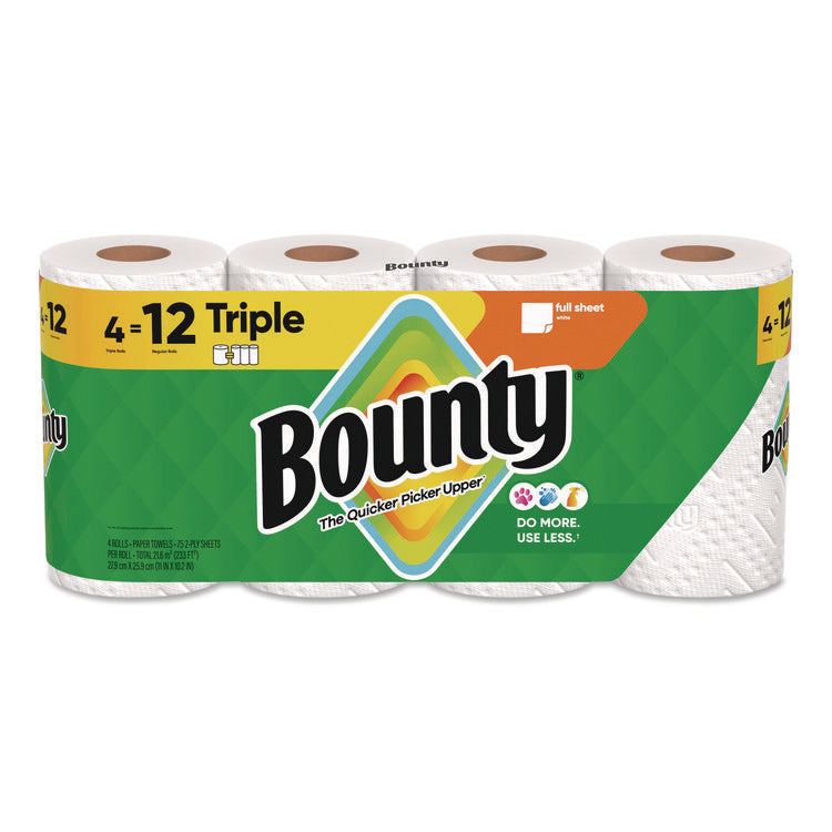 Kitchen Roll Paper Towels, 2-Ply, White, 10.5 x 11, 75 Sheets/Roll, 4 Triple Rolls/Pack, 6 Packs/Carton