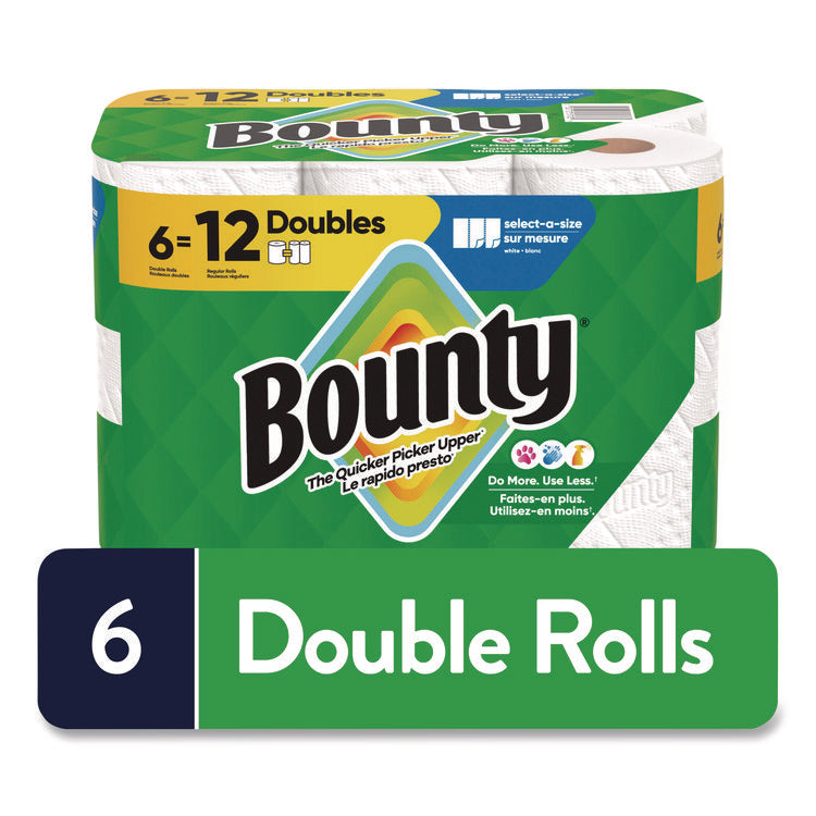 Select-a-Size Kitchen Roll Paper Towels, 2-Ply, 6 x 11, White, 82 Sheets/Double Roll, 6 Rolls/Carton