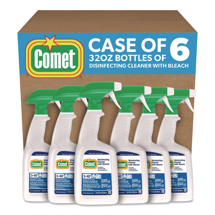 Disinfecting Cleaner With Bleach, 32 Oz, Plastic Spray Bottle, Fresh Scent, 6/carton