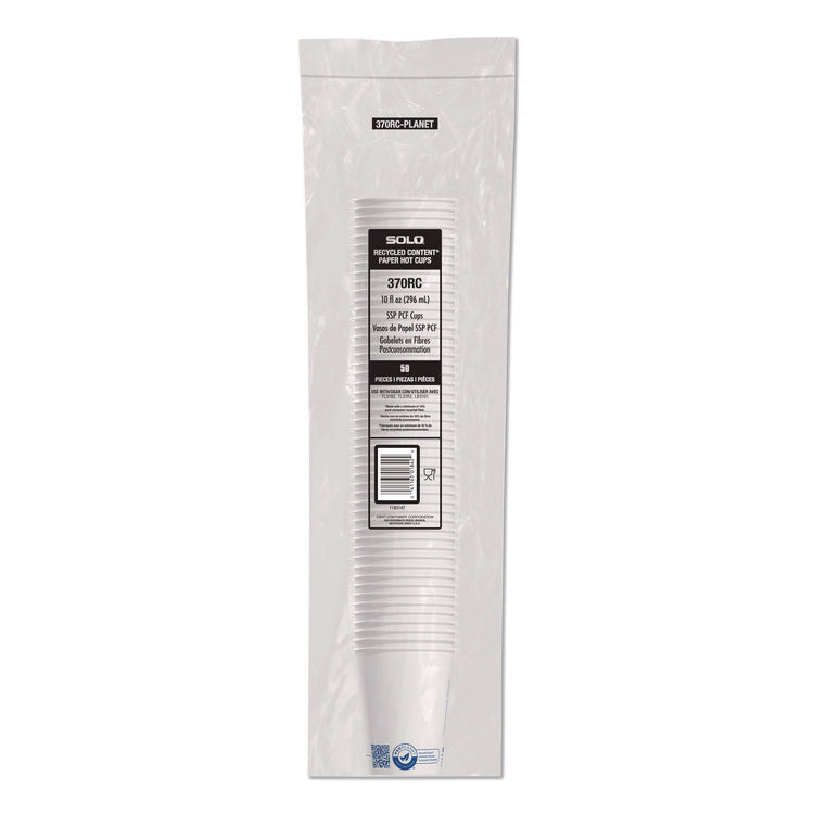 Recycled Content PCF Paper Hot Cups, ProPlanet Seal, 10 oz, White/Blue, 1,000/Carton
