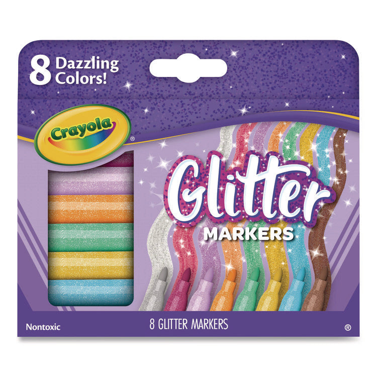 Glitter Markers, Medium Bullet Tip, Assorted Colors, 8/Set