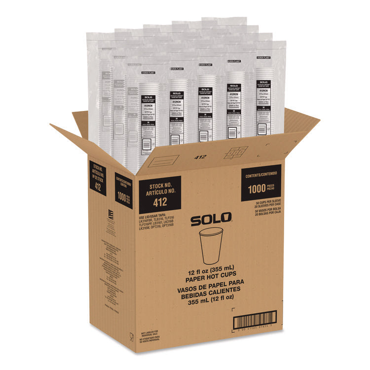Recycled Content PCF Paper Hot Cups, ProPlanet Seal, 12 oz, White/Blue, 1,000/Carton