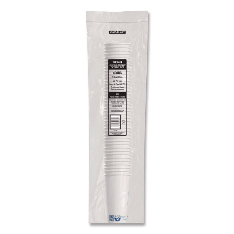 Recycled Content PCF Paper Hot Cups, ProPlanet Seal, 20 oz, White/Blue, 600/Carton
