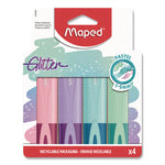 Fluo Peps Pastel Glitter Highlighter, Assorted Ink, Chisel Tip, Assorted Barrel, 4/Pack