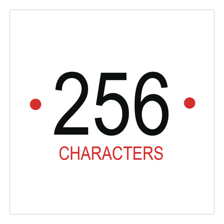 Peel-and-Stick Letters, Numbers and Symbols, 1" Tall, Black Characters, White Background, 256 Pieces