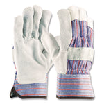 B/C Grade Shoulder Split Cowhide Leather Palm Gloves, Gunn Cut, Wing Thumb, X-Large, Blue/Gray, 12 Pairs
