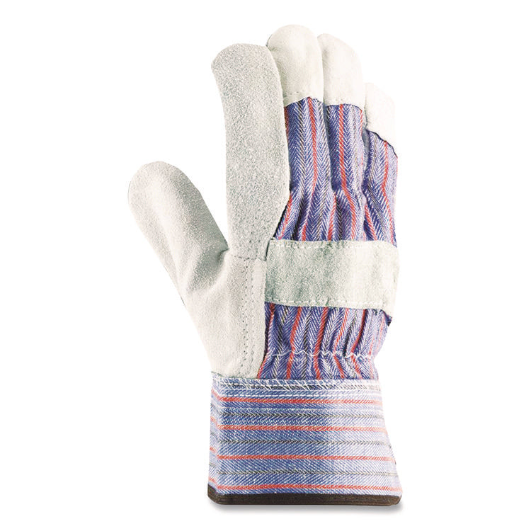 B/C Grade Shoulder Split Cowhide Leather Palm Gloves, Gunn Cut, Wing Thumb, X-Large, Blue/Gray, 12 Pairs