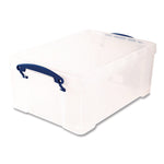 Snap-Lid Storage Bin, 2.37 Gal, 10.25" X 14.5" X 6.25", Clear/blue, 4/pack