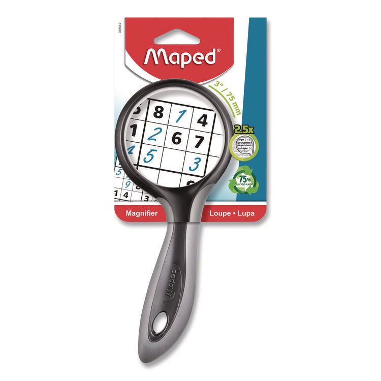 2.5X Soft Touch Large Magnifying Glass, Plastic Lens, 3" dia, Randomly Assorted Color