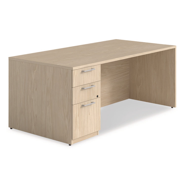 Alera Seville Series Single Pedestal Desk, Left Pedestal, 70.87" x 35.43" x 29", Maple