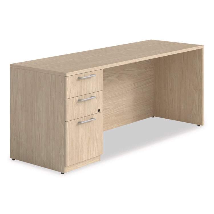 Alera Seville Series Credenza with Pedestal, Left Pedestal, 70.87w x 23.62d x 29h, Maple