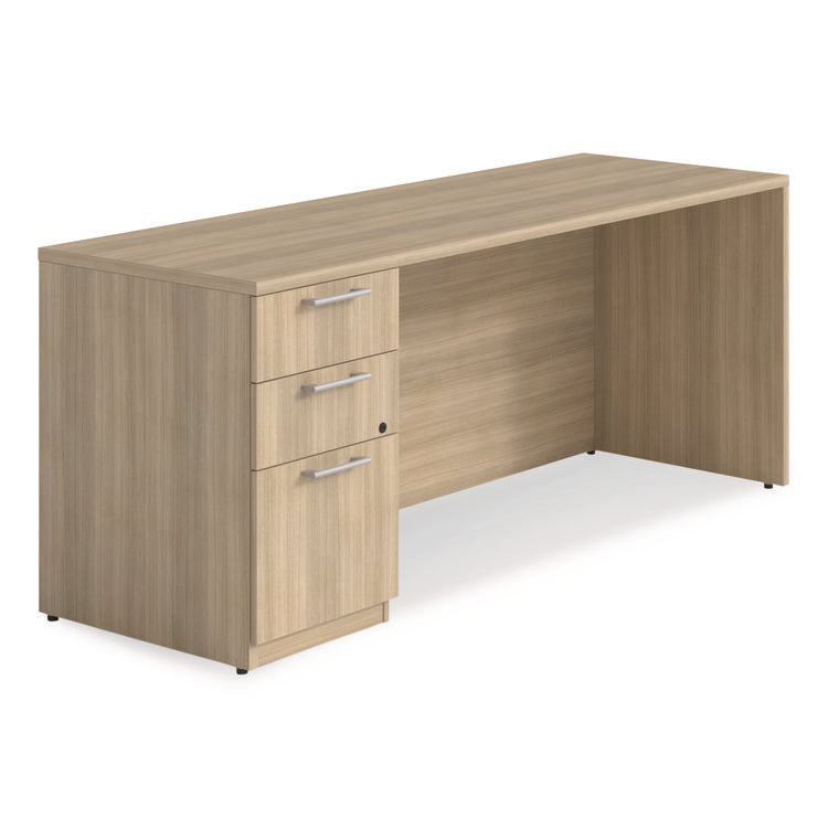 Alera Seville Series Credenza with Pedestal, Left Pedestal, 70.87w x 23.62d x 29h, Oak