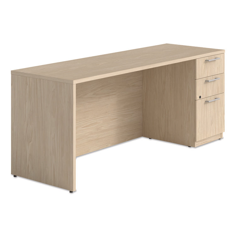 Alera Seville Series Credenza with Pedestal, Right Pedestal, 70.87w x 23.62d x 29h, Maple