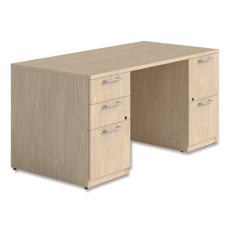Alera Seville Series Double Pedestal Desk, 59.06" x 35.43" x 29", Maple