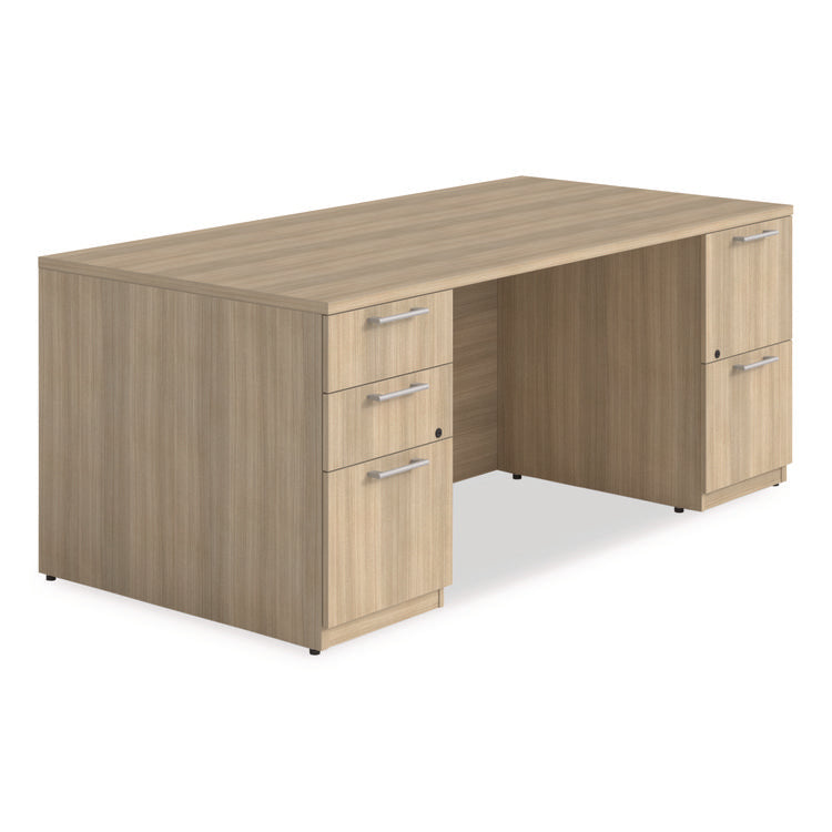 Alera Seville Series Double Pedestal Desk, 70.87" x 35.43" x 29", Oak