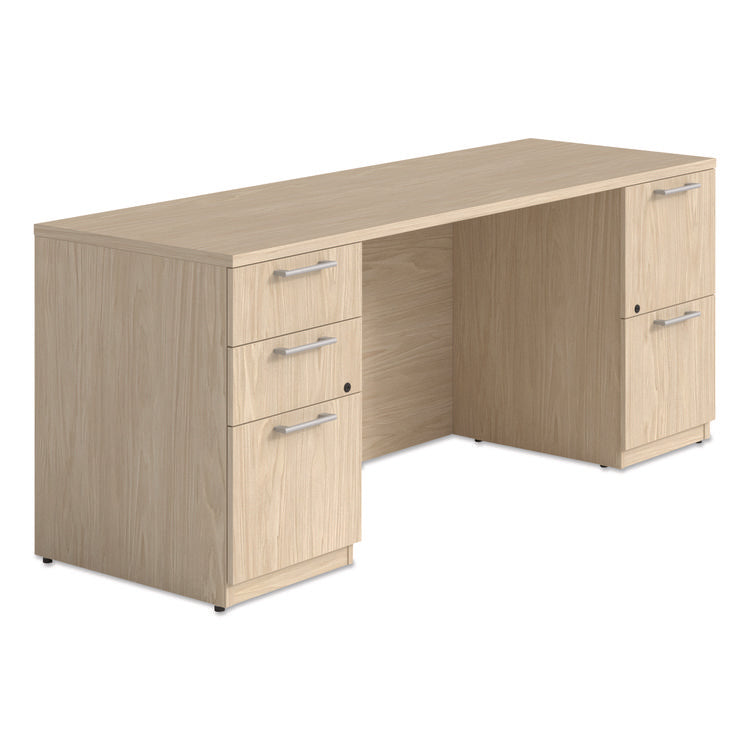 Alera Seville Series Double Pedestal Credenza, 2 Full-Height Pedestals, 70.87w x 23.62d x 29h, Maple