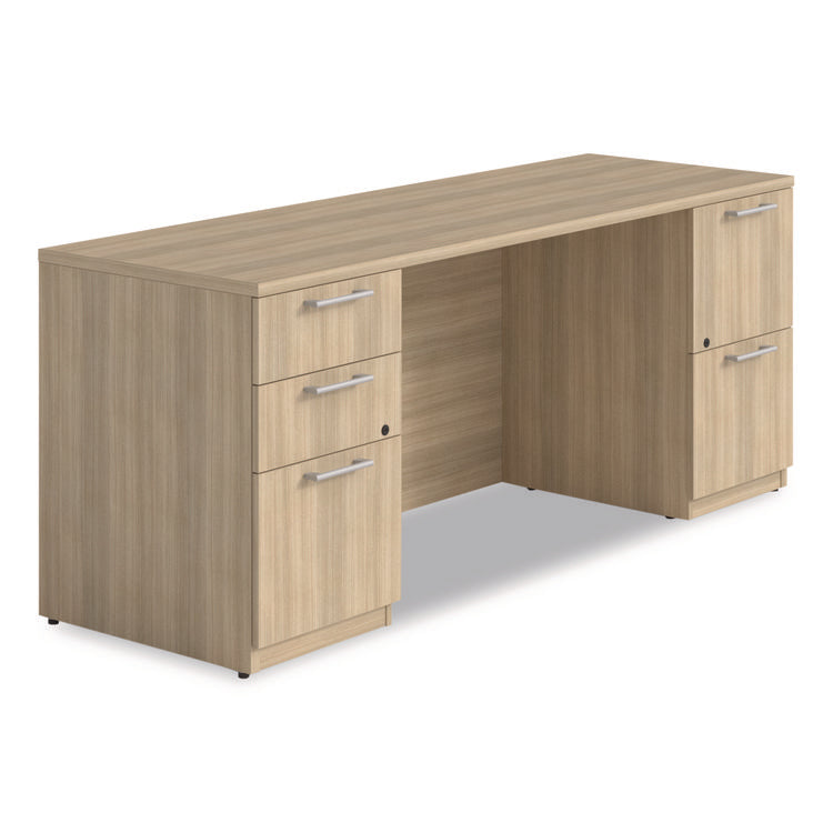 Alera Seville Series Double Pedestal Credenza, 2 Full-Height Pedestals, 70.87w x 23.62d x 29h, Oak