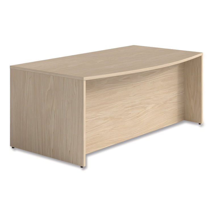 Alera Seville Series Bow Front Pedestal Desk, Left Pedestal, 70.87'' x 41.34'' x 29'', Maple