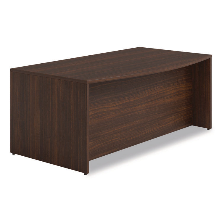 Alera Seville Series Bow Front Pedestal Desk, Left Pedestal, 70.87'' x 41.34'' x 29", Mahogany