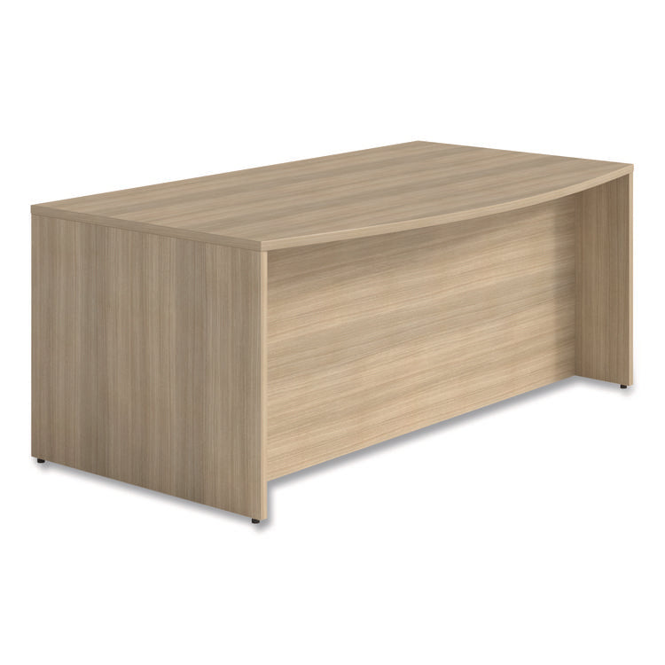 Alera Seville Series Bow Front Pedestal Desk, Left Pedestal, 70.87'' x 41.34'' x 29", Oak