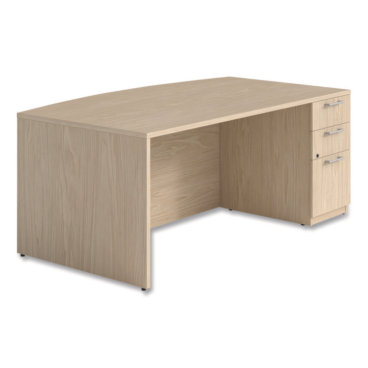 Alera Seville Series Bow Front Pedestal Desk, Right Pedestal, 70.87'' x 41.34'' x 29'', Maple