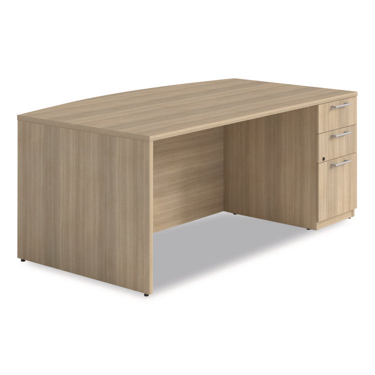 Alera Seville Series Bow Front Pedestal Desk, Right Pedestal, 70.87'' x 41.34'' x 29'', Oak