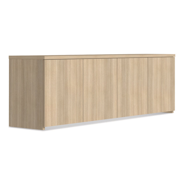 Alera Seville Hutch with Doors, 4 Compartments, 70.87w x 15.75d x 21.77h, Oak