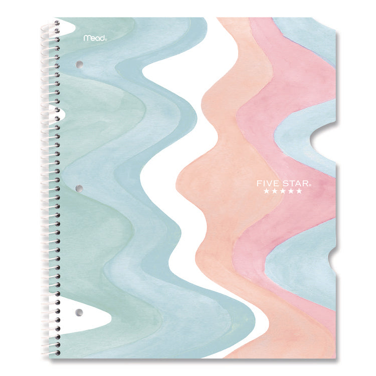 Brushy Moves Pastel Waves Design Notebook w/ Study App, 1-Subject, Wide/Legal Rule, Assorted Cover Color, (80)11 x 8.5 Sheets