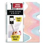Brushy Moves Pastel Waves Design Notebook w/ Study App, 1-Subject, Wide/Legal Rule, Assorted Cover Color, (80)11 x 8.5 Sheets