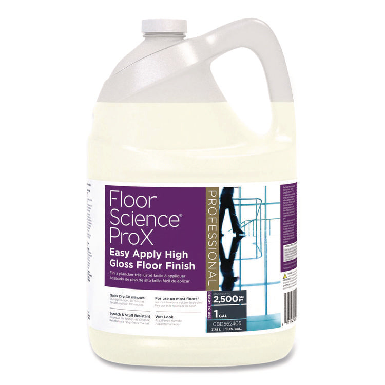 Floor Science ProX Easy Apply High Gloss Floor Finish, 1 gal Bottle, 4/Carton
