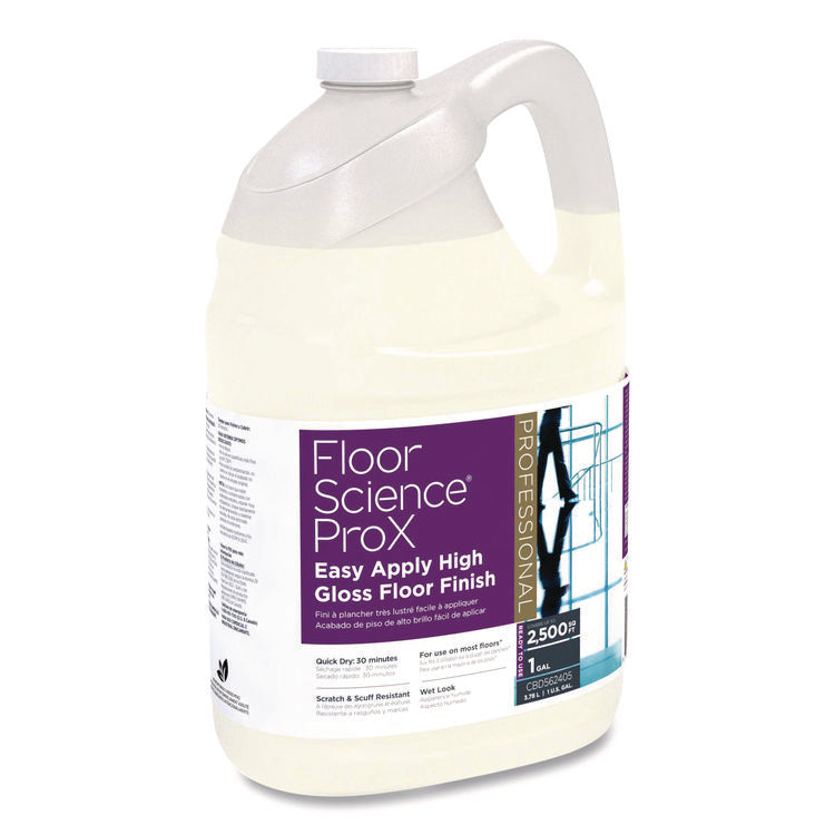 Floor Science ProX Easy Apply High Gloss Floor Finish, 1 gal Bottle, 4/Carton