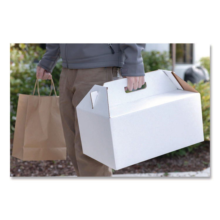 Carryout Barn Boxes, Large Corugated, 12 x 18 x 9, White/Kraft, 25/Carton