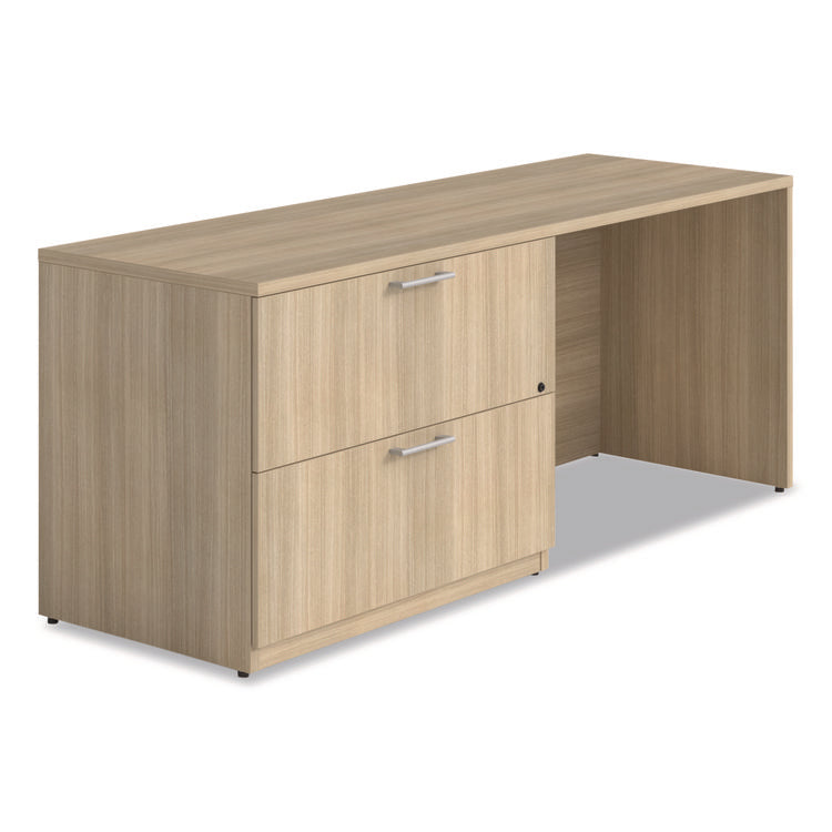 Alera Seville Series Credenza with Left Lateral File, Melamine/Wood, 70.87w x 23.62d x 29h, Oak