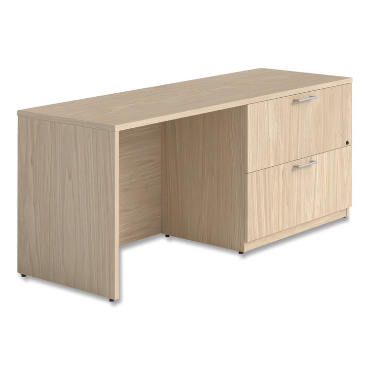 Alera Seville Series Credenza with Right Lateral File, Melamine/Wood, 70.87w x 23.62d x 29h, Maple