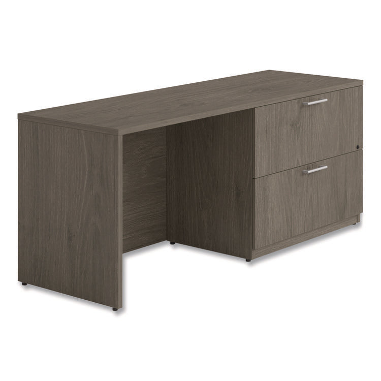 Alera Seville Series Credenza with Right Lateral File, Melamine/Wood, 70.87w x 23.62d x 29h, Walnut
