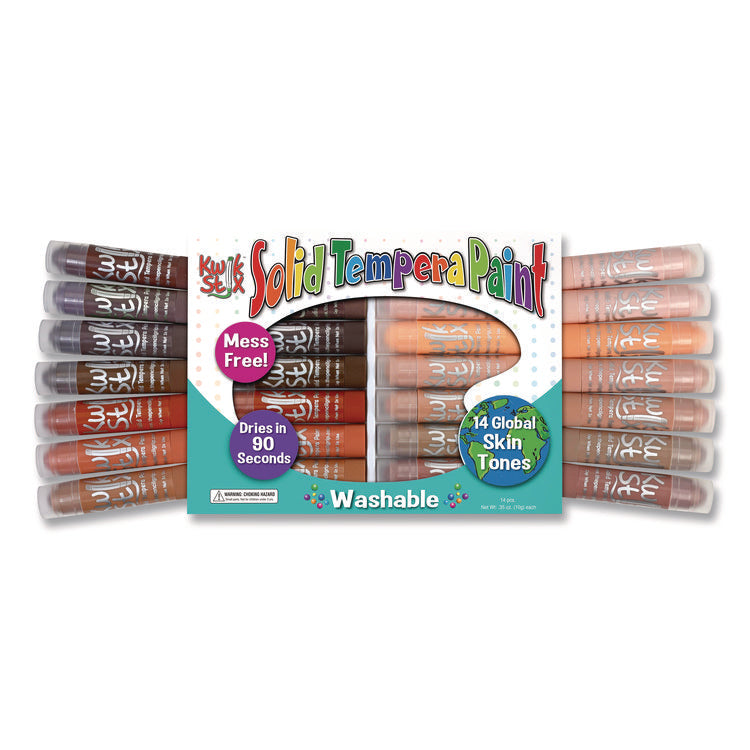 Kwik Stick Tempera Paint, 0.7" x 3.5", Assorted Skintones, 14 Sticks/Pack, 12 Packs/Carton